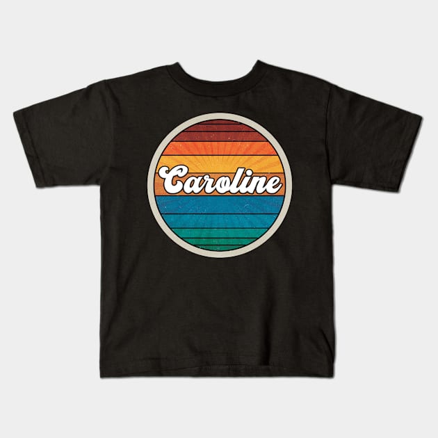 Caroline Vintage Name Kids T-Shirt by theartofbroderickwong